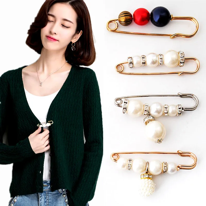 Waistband Pin Accessories Good Quality Pearls Crystal Gold Brooch Waist  Clap Anti Exposed Safty Pins