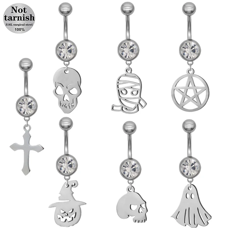 Getta new not tarnish belly ring waterproof belly button rings skull piercing jewelry wholesale for women