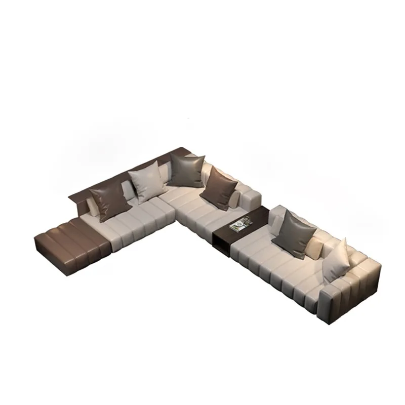 Итальянский современный минималистский кожаный диван большой размер гостиничная Гостиная высокого класса сочетание угловых ключей для пианино простой дизайн