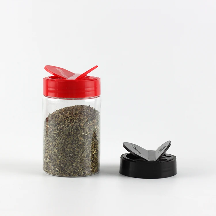 250ml 8 oz  Food Grade PET pepper packing shaker plastic spice jars  spice herbs powders seasoning shaker jar with flip top