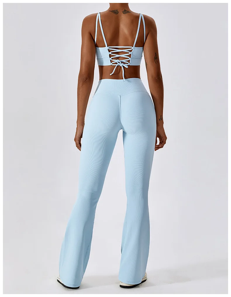 Cross High Waist Yoga Flared Pants Ladies Dance Sports Wide Leg Pants Casual Hip Lifting Fitness Micro Pants
