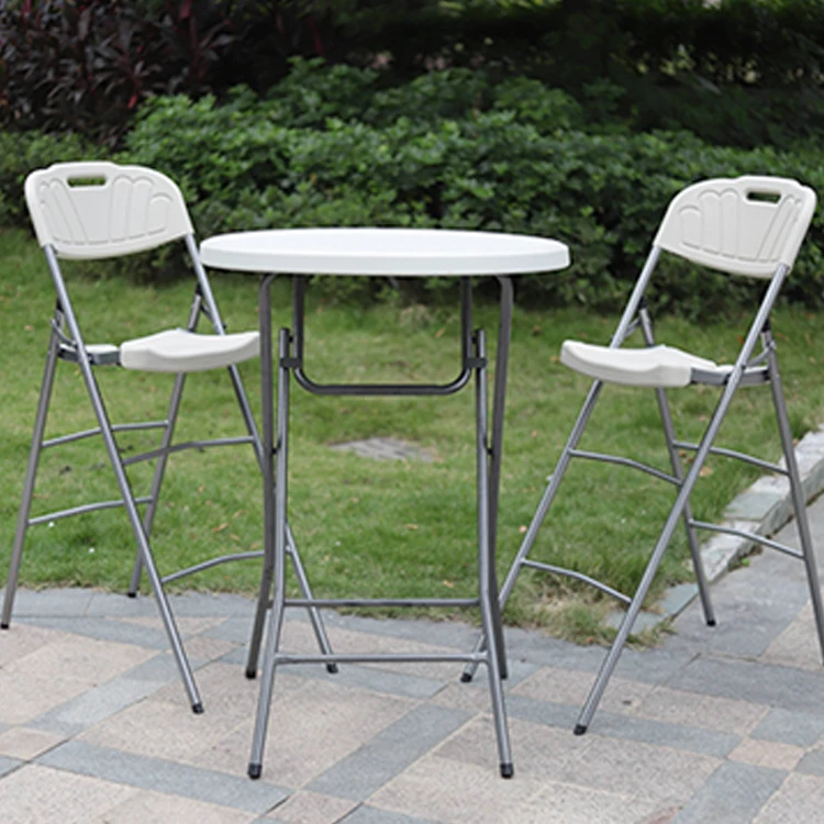  modern white folding plastic dia 60cm round high top cocktail bar table for