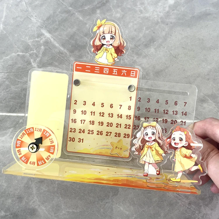 Anime Character Acrylic Stand Display Plate Calendar DIY Plastic Goods Display Desk Calendar Acrylic Frame Standee