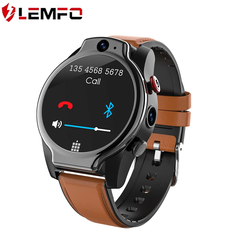 LEMFO LEM14 Android 10 Smartwatch Men 1100Mah IP68 Waterproof Face ID Smart Watch with GPS wifi  Dual Cameras
