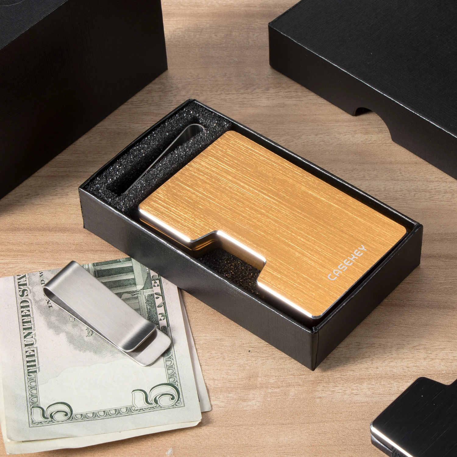 Dropshipping Customisable Ultra Thin Grey Metal Rfid Wallet Aluminum Metal Credit Business Mini Card Wallet