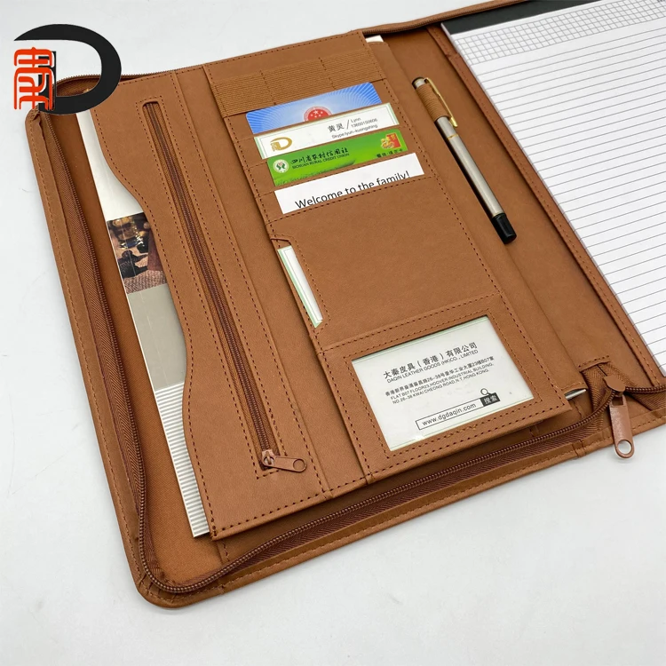2023 Amazon Hot PU leather a4 File Documant Folder Portfolio Can Be Custom Conference signature folder