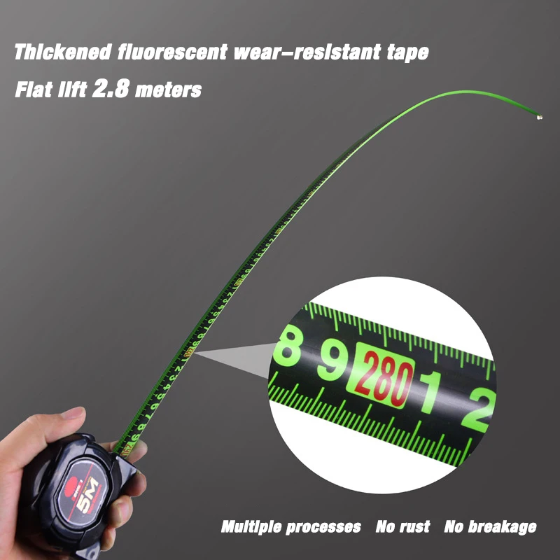 5m fluorescent tape measure with anti-fall and anti-cut hand thick wear-resistant tape measure