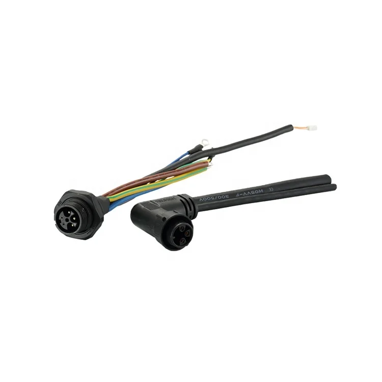 Male Plug 90 degree Injection molding Cable Connector IP67 Waterproof with Terminal