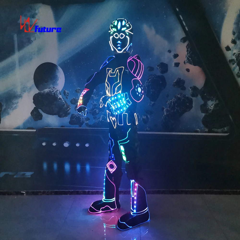 Optical fiber LED light up funny stage show light up mecha costume set