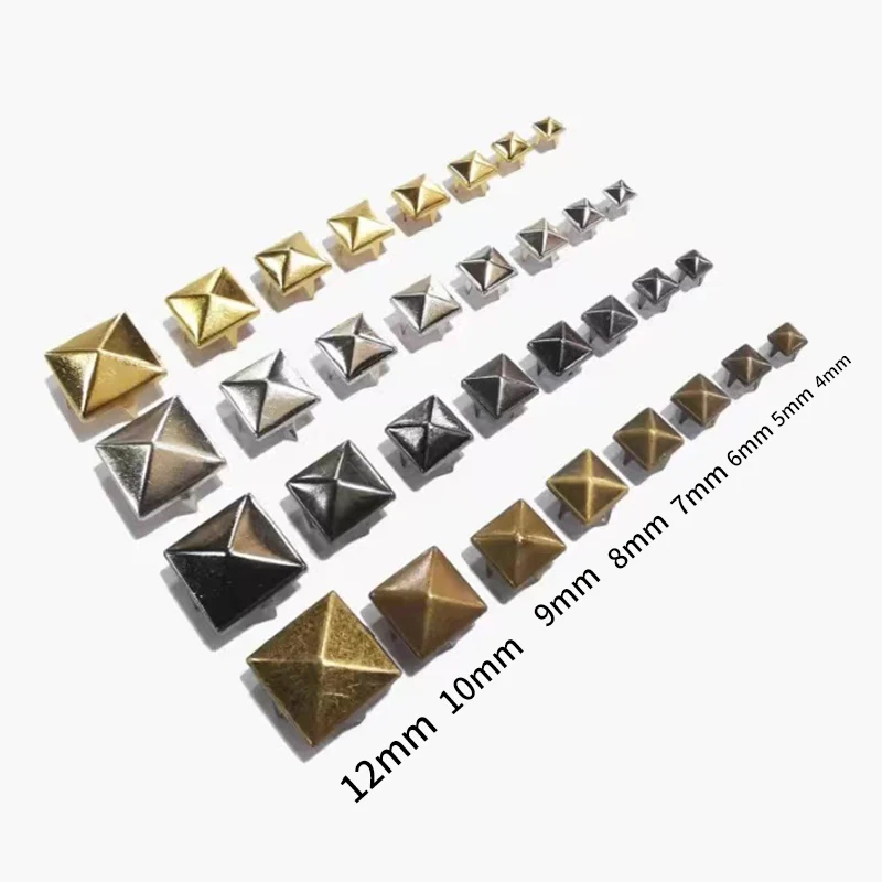 Metal Square Pyramid Studs Rivets Four Claw Studs Rivets For Leather Punk Stud Shoes Leather Bag Belt Craft Accessories