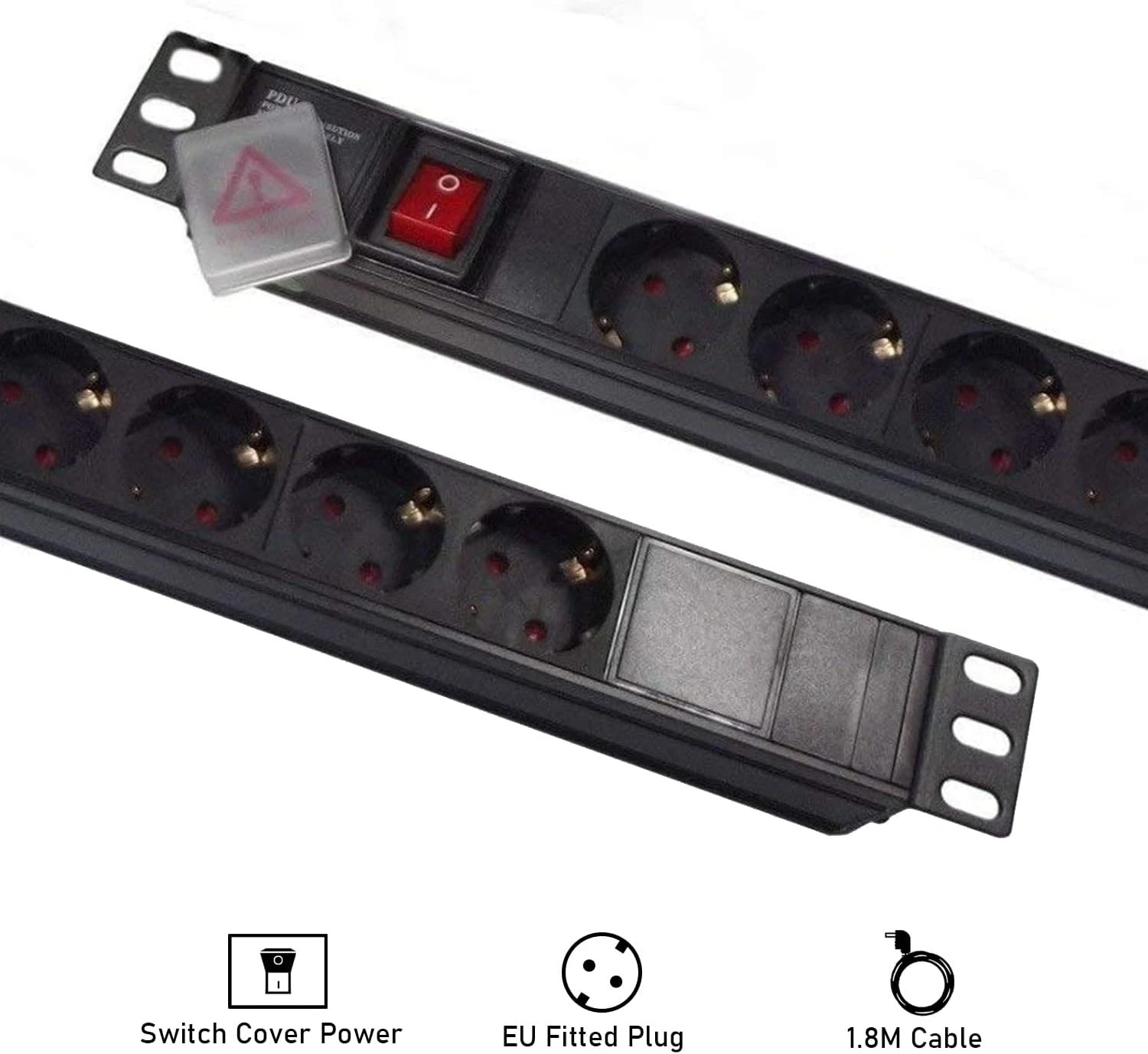 Germany type  1U PDU Rack Mount Power Distribution Units 110-250V Germany type 16A 8 Outlets Switch PDU