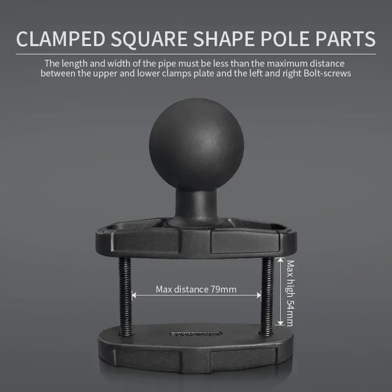 No-drill forklift square tube mounting brackets vehicle equipment computer monitor bracket 2.25' D size square tube ball head