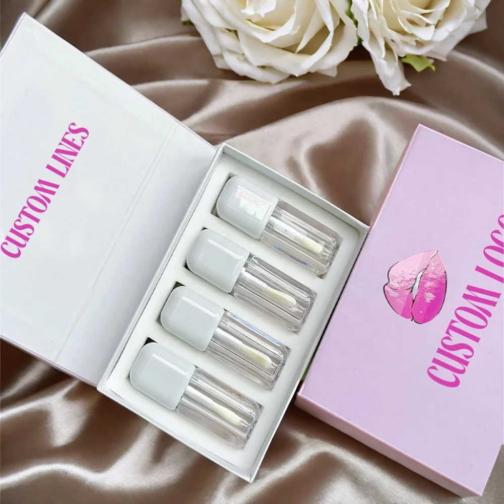 Small Quantity Customize Lipgloss Package Box Foil Printing Cardboard Boxes For Lip Oil Tint Private Label Lip Kit Packaging
