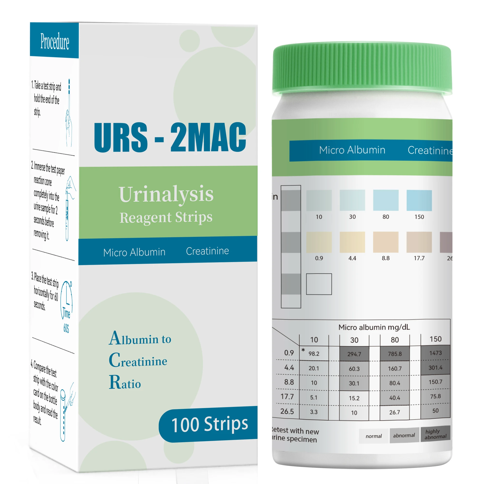 Microalbumin and Creatinine Test Strip in Urine URS-2MAC