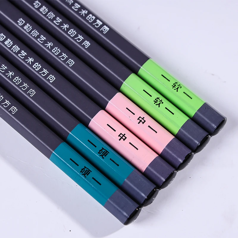 Hot selling professional hexagon charcoal pencil cedar wood lapiz sketch standard