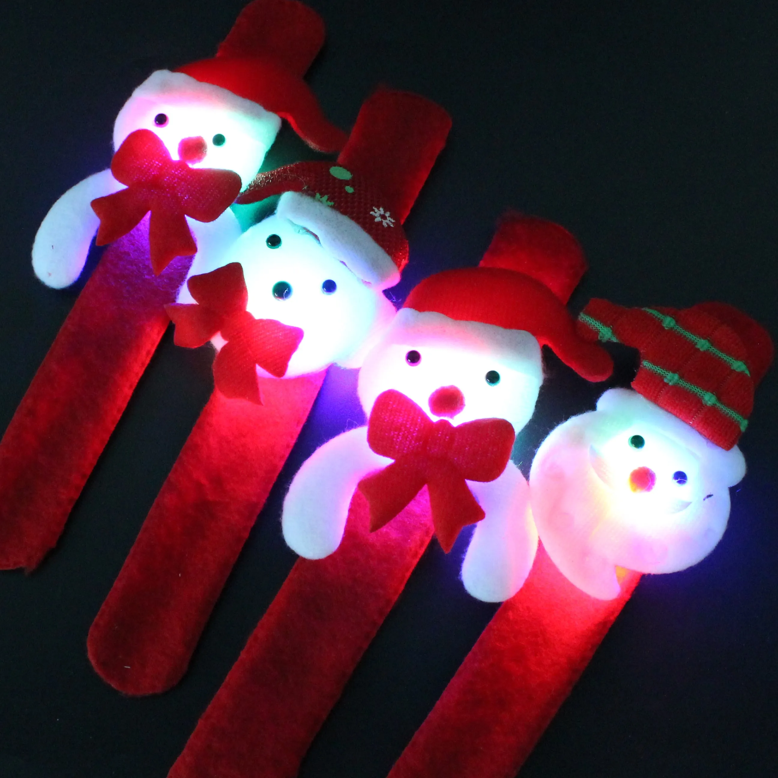 LED Christmas Toys Hand Ring Santa Snowman Luminous Hand Circle Christmas Children Gift Hand Slap Clap Bracelet Toy