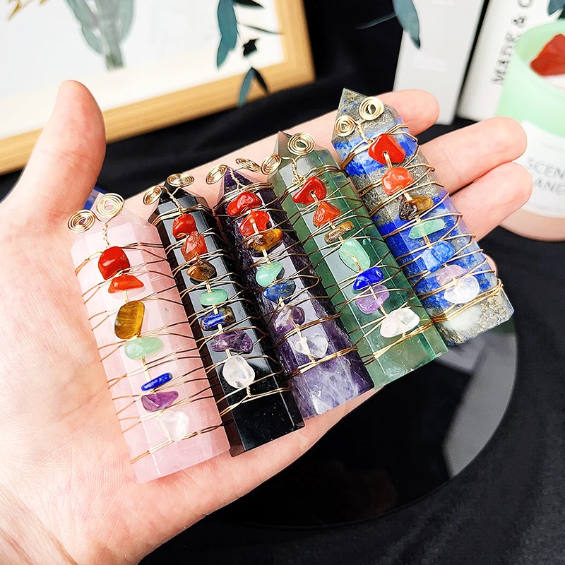 Natural Quartz Obelisk Small Polished Chakra Healing Crystal Points Tower Beads Pendant Wholesale Bulk