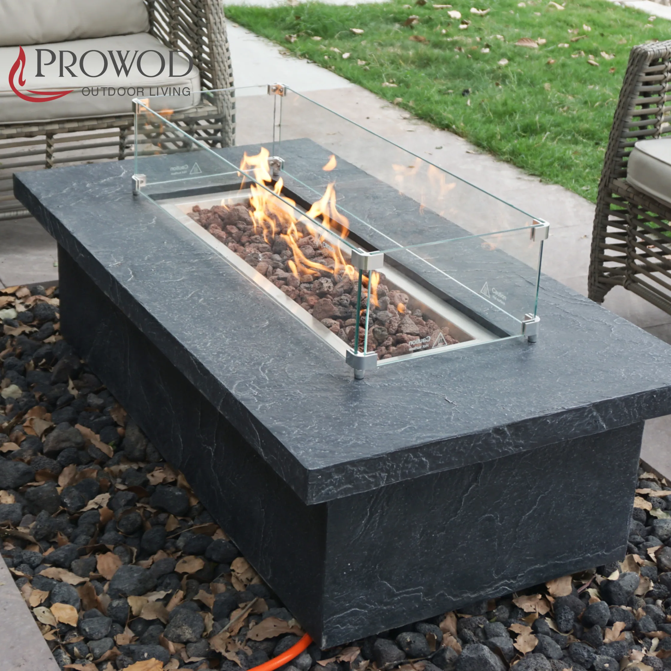 Support Customization New Designed Square Luxury Gas Fire Pits Table Outdoor