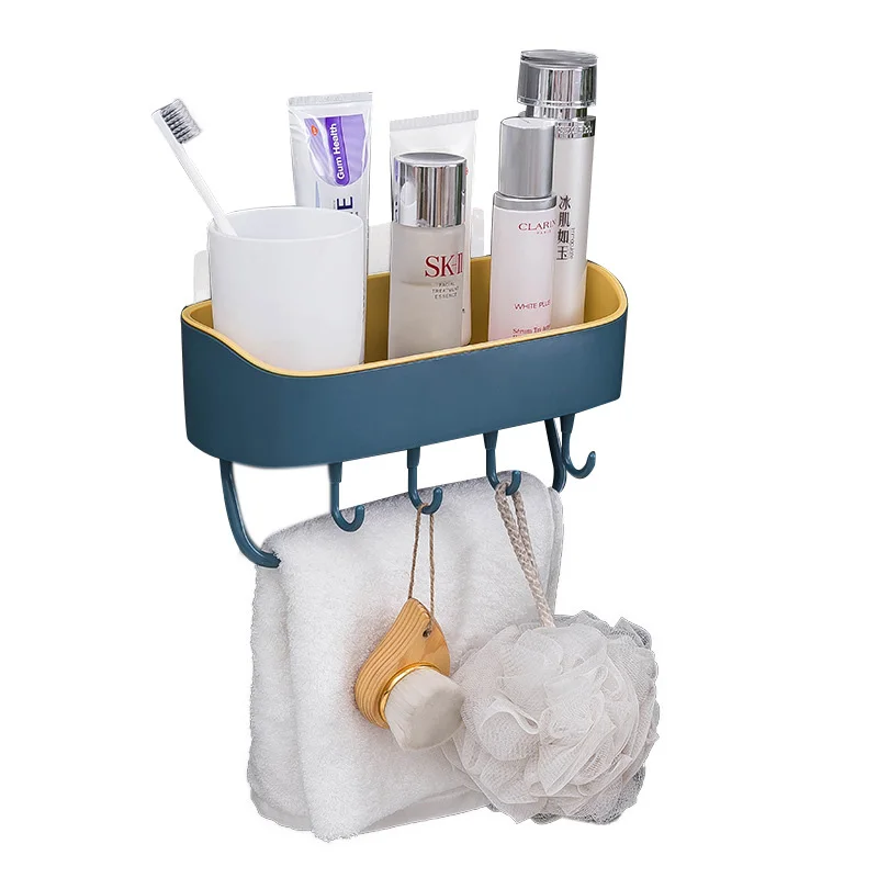 Plastic Sink Storage Basket for Drain Shelf Bathroom Kitchen Storage Hanging Rack Shampoo Holder Adhesive