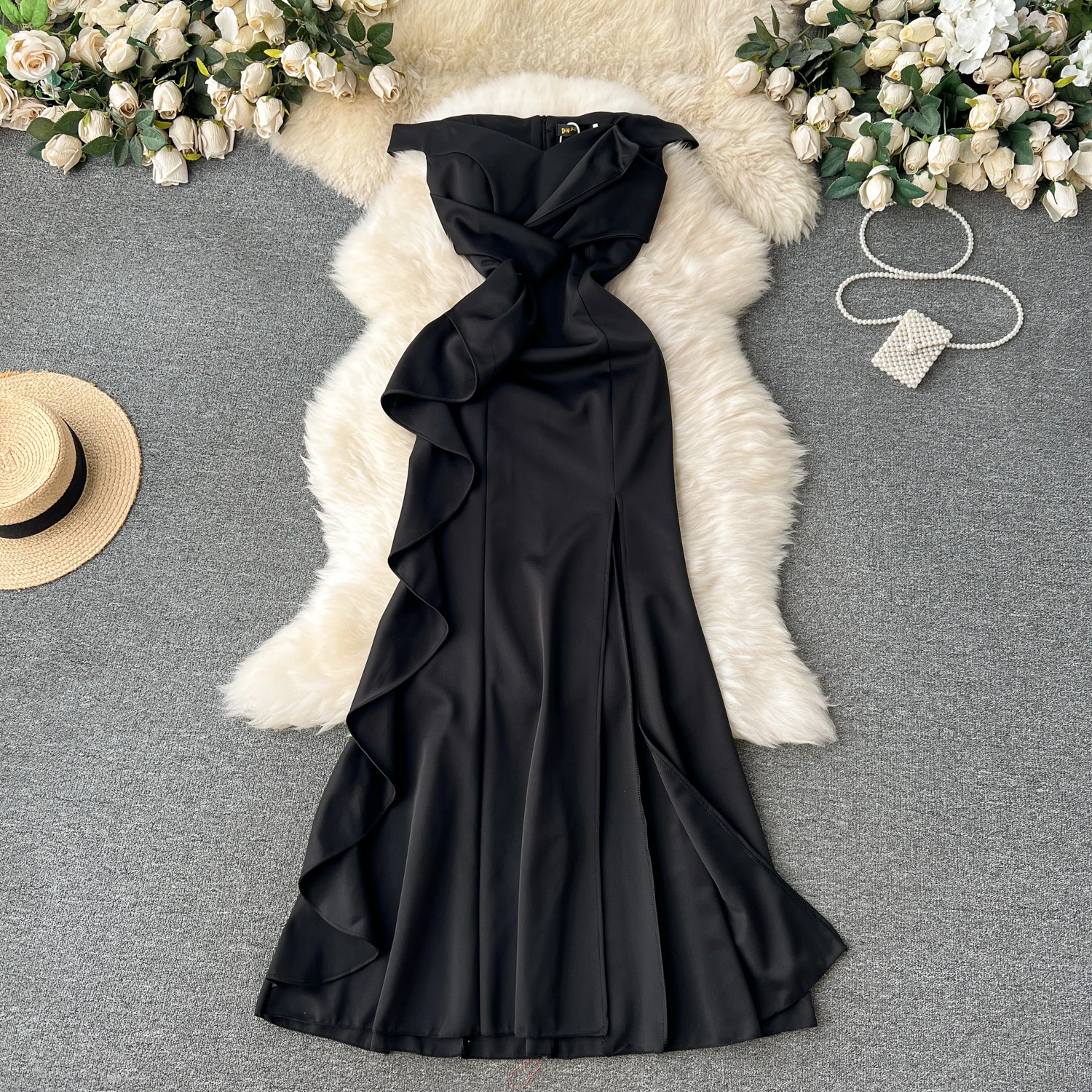 High Quality Casual Strapless Dress For Women Sleeveless Lace Vestidos Ladies Evening Dresses Clothes Women