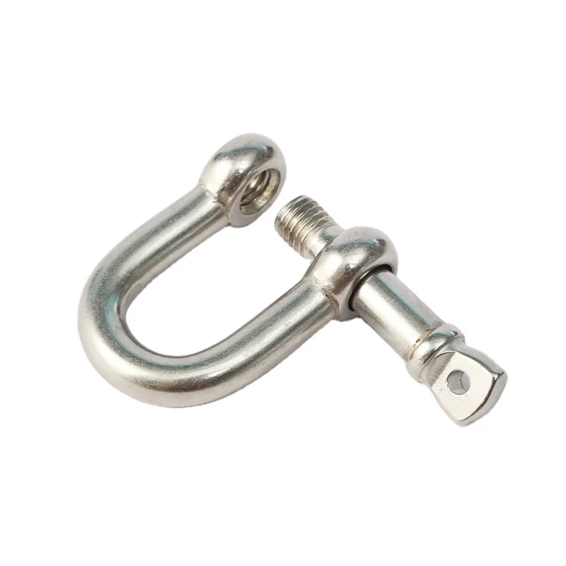 High Quality Stainless Steel 304/316 D Shaped Carabiners Shiny U Horseshoe Lock Buckle with Carbon Steel Pin