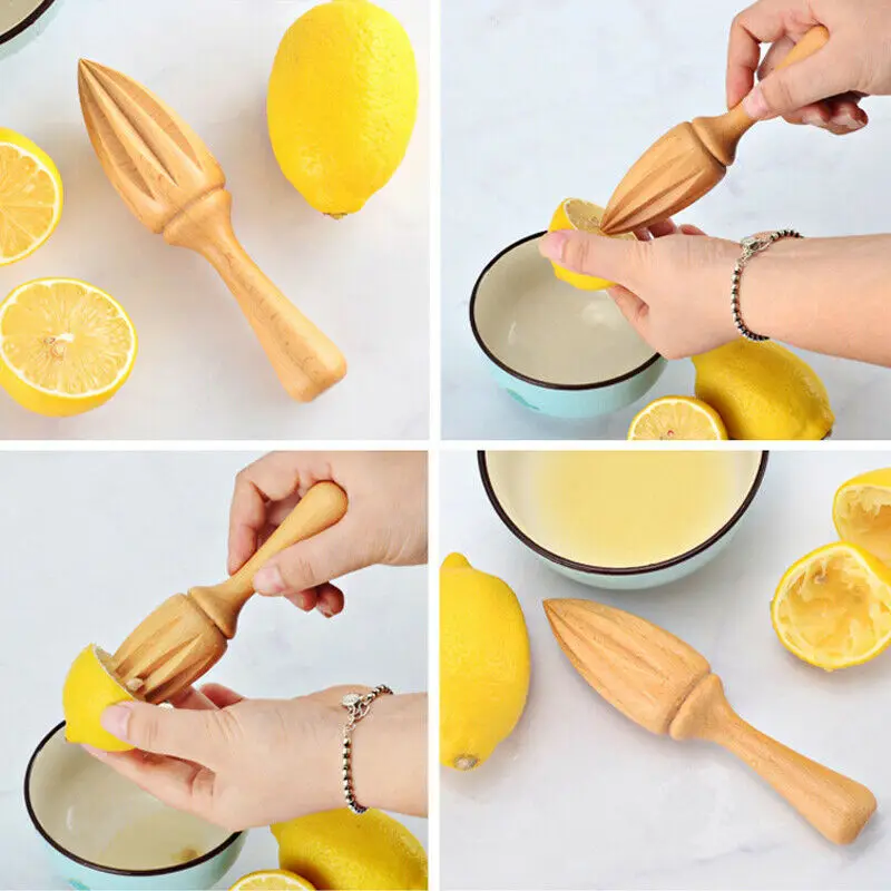 1pc Ten-corner Shape Wooden Lemon Squeezer Hand Press Manual Juicer Fruit Orange Citrus Juice Extractor Reamers Kitchen Products