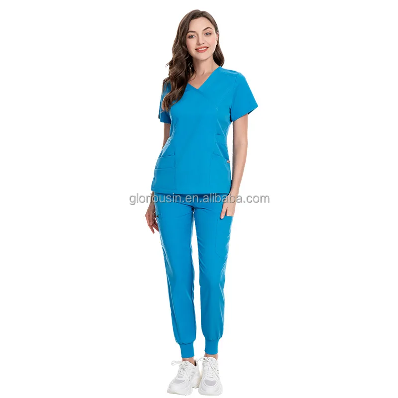GloriousIn female scrub 2023 health care male health care uniform scrubcap healing hands fitted dry-fit dickie brand fitted sty
