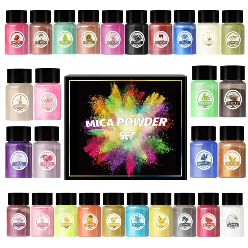 Directly Manufacturer Hot sale 30 Colors non edible mica color powder 10g each for epoxy resin with 12 months Shelf time