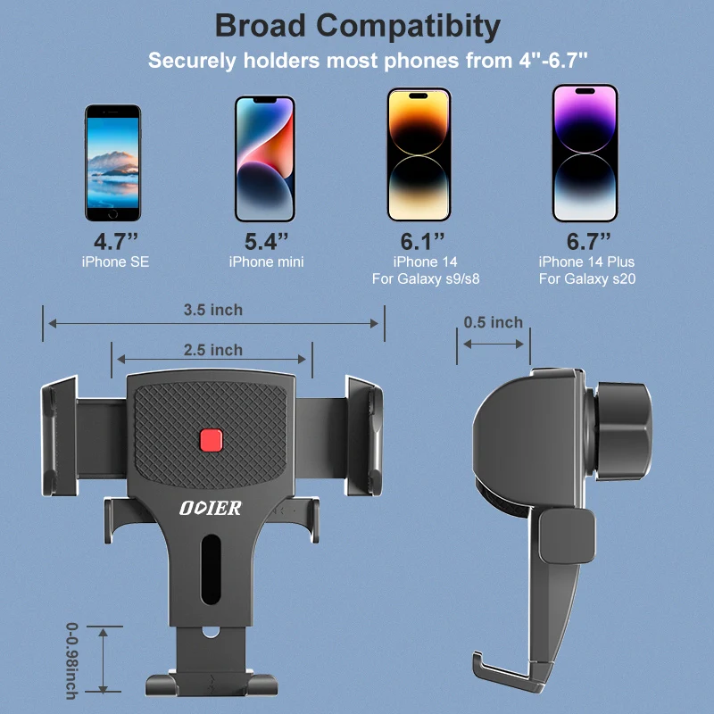 2022 Upgraded Car vent Phone Mount with Hook Clips Mobile Phone Holder quick lock and release switch Car Phone Stand