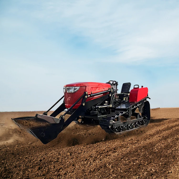 China Factory Outlet Agricultural Mini Rubber Crawler Tractor 90hp 100hp Diesel Engine Rotary Tiller With Seeder
