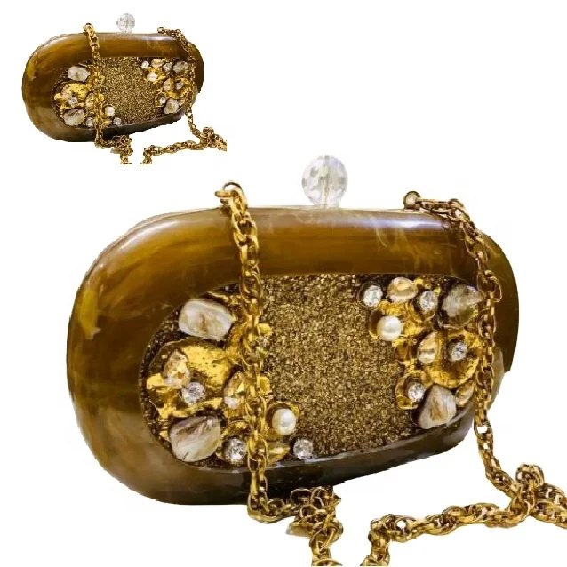 Brass Master of Pearl Beautiful Clutch Bag or Evening Purse