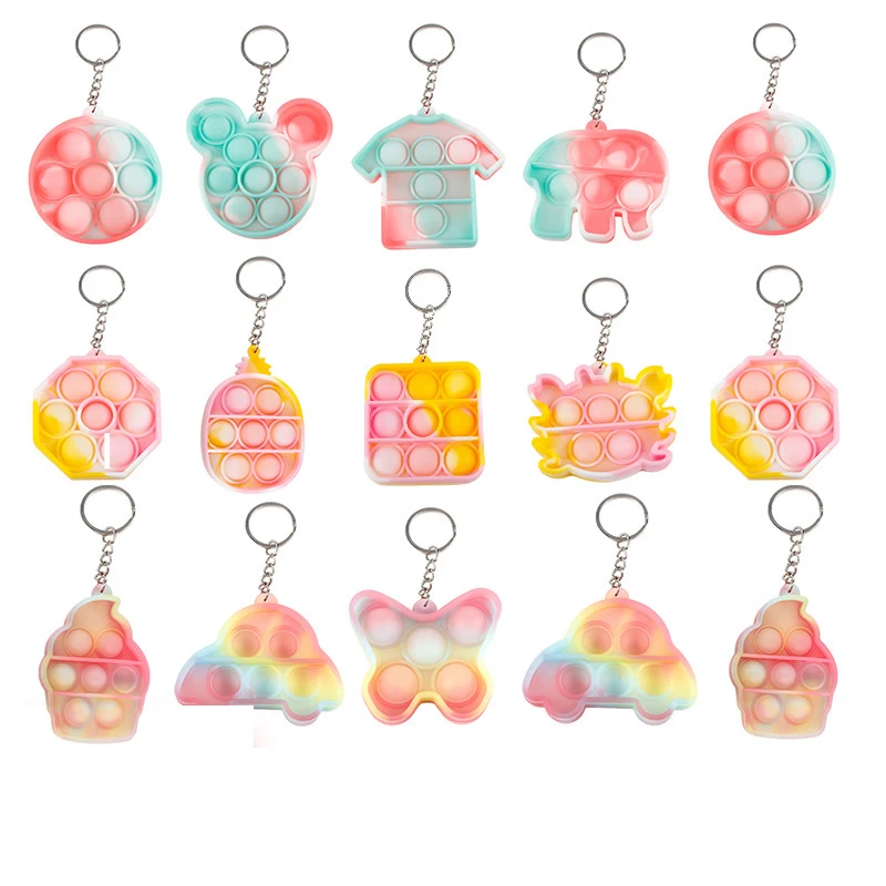 Wholesale Hot Sale Bubble Keychain Silicone Finger Pressure Reducer Toy Keyring Silicone Beads Keychain