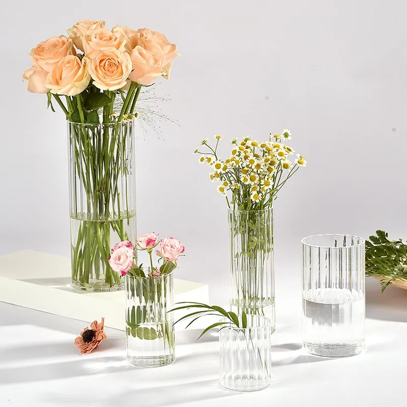 Home Decor Glass Vase Flower Arrangement Living Room Tabletop Round Transparent Glass Vases