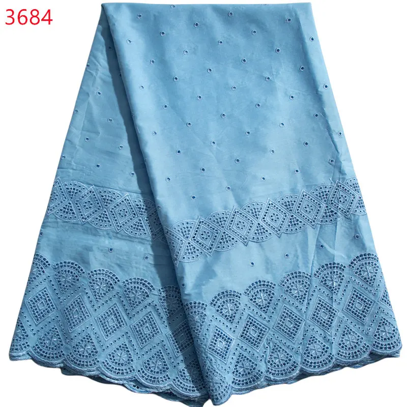 3684 High Quality African 100% Cotton Lace Fabric 5 Yard Polish Swiss Voile Lace In Switzerland Embroidered Fabric for Men