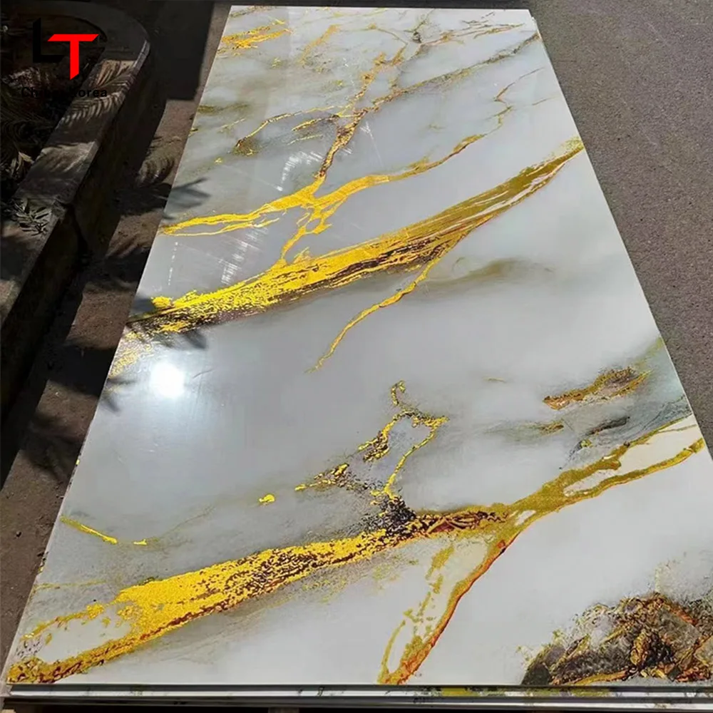 LT UV Marble Wall Panel & Board 1220*2440mm Interior Decoration Marbling High Glossy PVC Plastic Sheet Carbon Slate