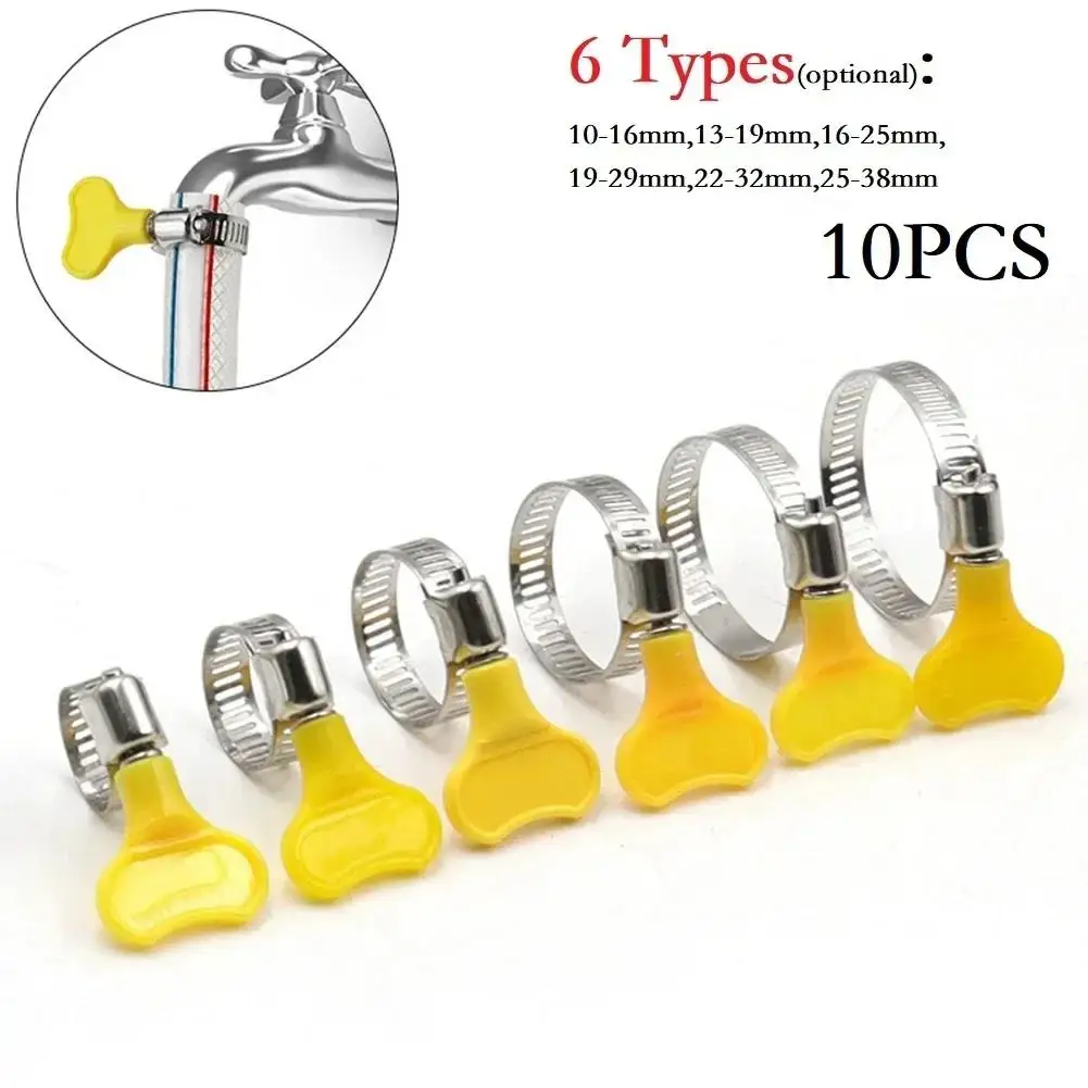 Manufacturer Adjustable Yellow Plastic Handle Hand Wriggle Hose Clamp Pipe Clip For Connecting Air Hoses For Home Improvement