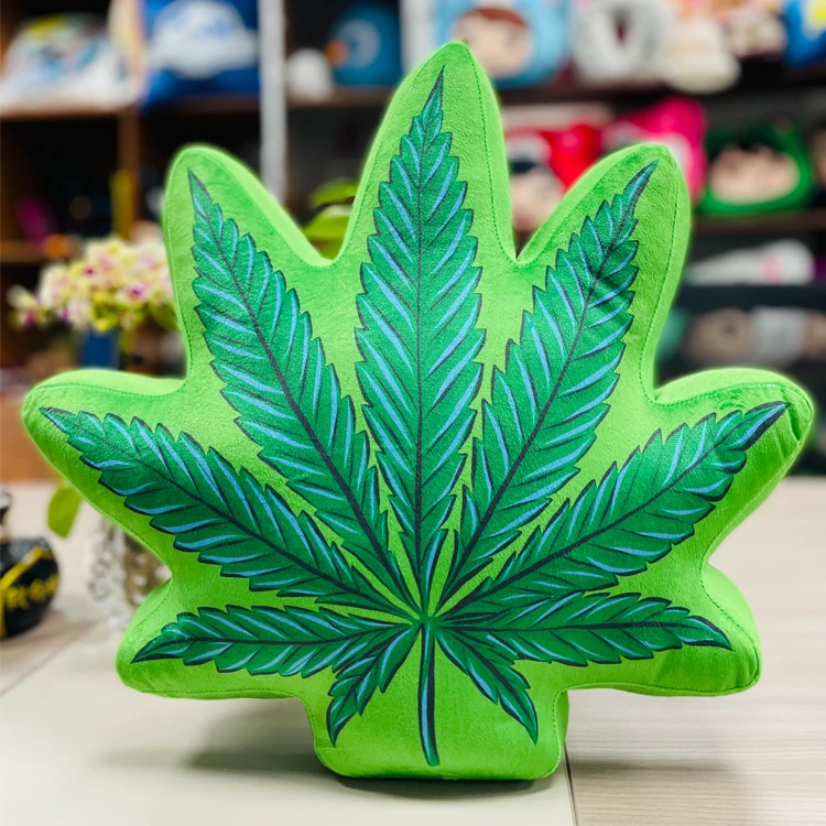 Wholesale Green Leaves Shaped Plush Pillow Cushions Factory Custom Plush Stuffed Green Leaf Pillow