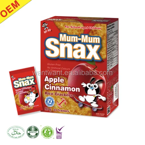 
OEM Healthy Grain Snacks for Kids Rice Crackers Children Biscuits Halal Chips Gluten Free Crisps Apple Flavor 