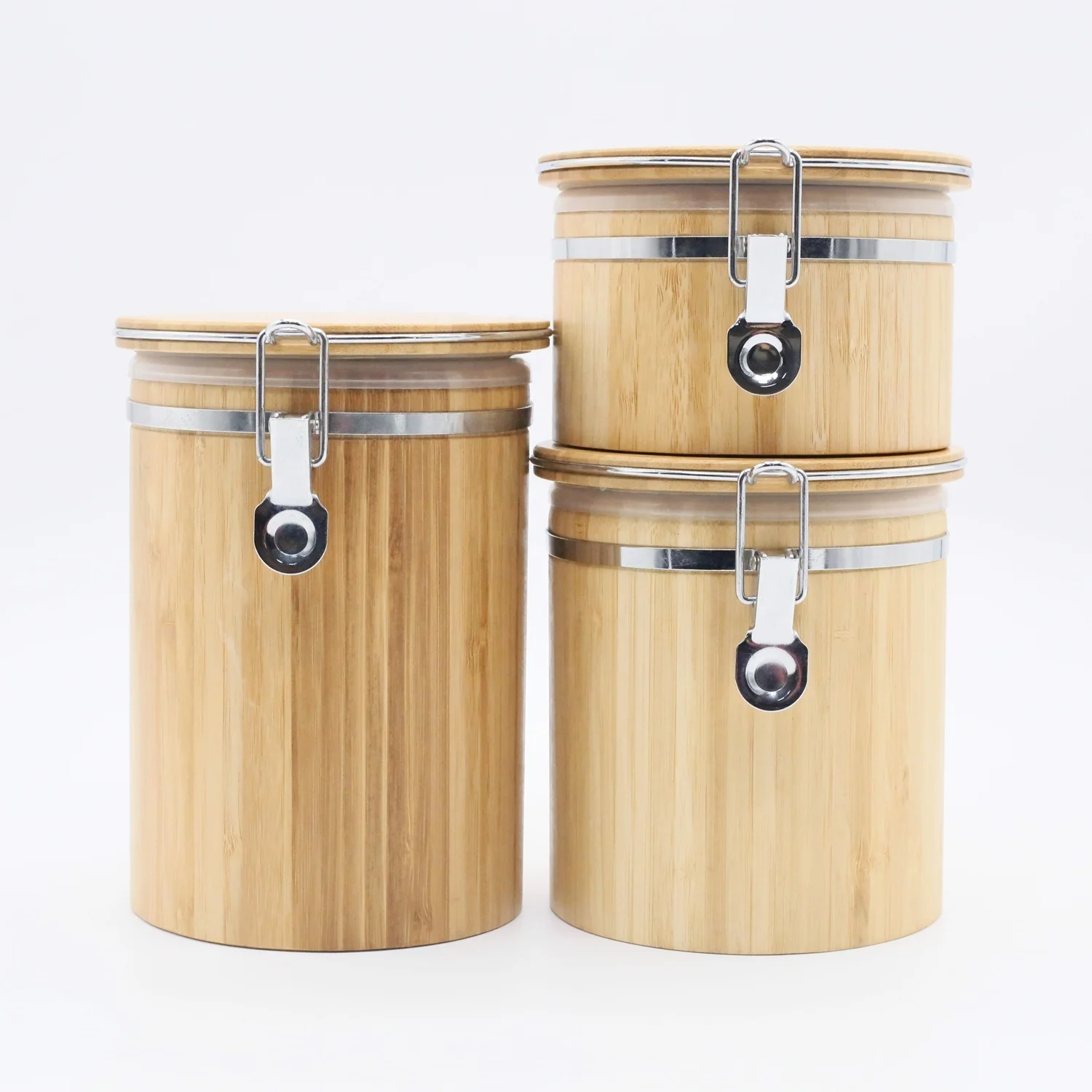 Bamboo Coffee Canister Food Storage Canister with Lid - Large For Kitchen with Coffee Tea Sugar Candy Cereal