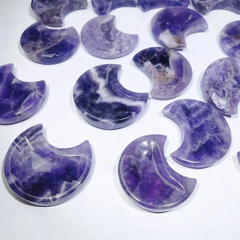 Оптовая цена ручная Полированная Чаша с кристаллами резьба по дереву натуральный аметист Лунная чаша