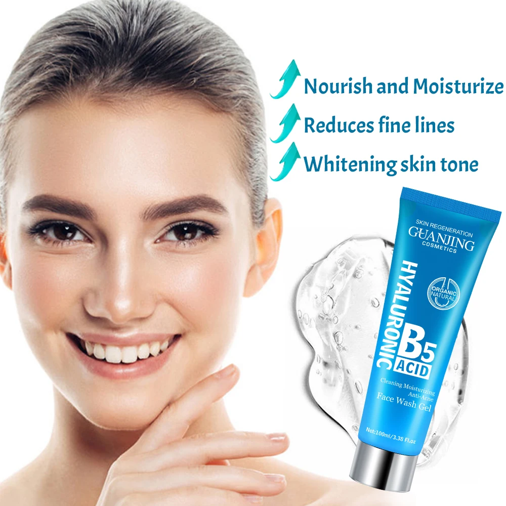 GUANJING Daily Care Cleaning Moisturizing Face Wash Gel 100ml Skin Anti-ance Hyaluronic Acid Cleanser