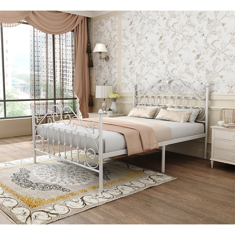 
bedroom double white bed queen furniture black metal frame queen room furniture iron bed 