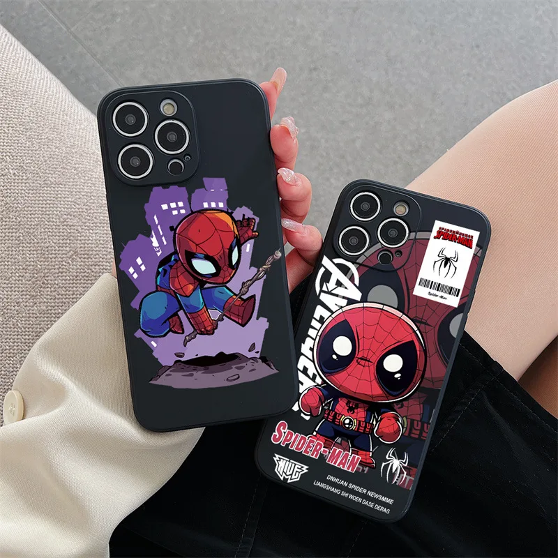 Мягкий силиконовый аниме крутой мультфильм Marvel Человек-паук мертвый бассейн для Iphone X XR XSMAX Чехол мобильного телефона 14 15 16 чехол