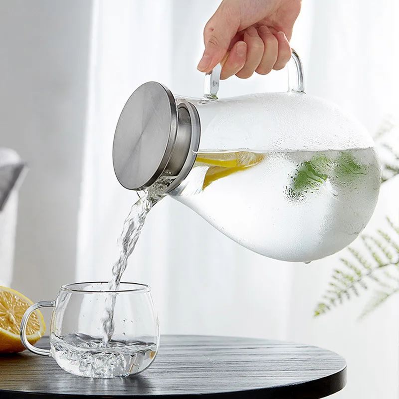 Custom glass water juice tea pitcher and glasses set cups bedside water carafe glass jug sets