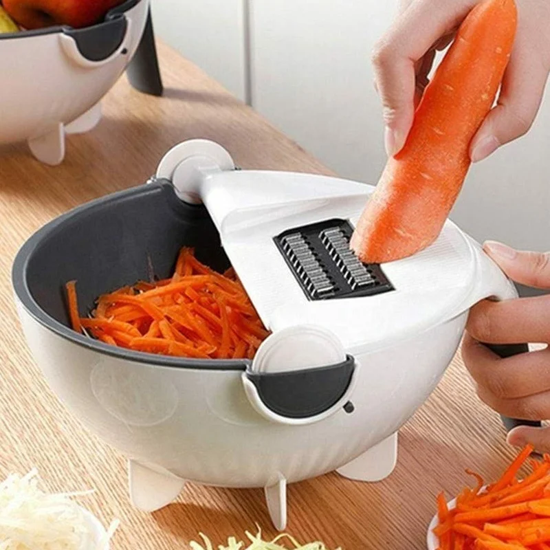 Latest H673 Kitchen Multi Functional Shredder Wet Fruits Drain Basket Blade Cutter Manual 9 in 1 Slicer Vegetables   Chopper