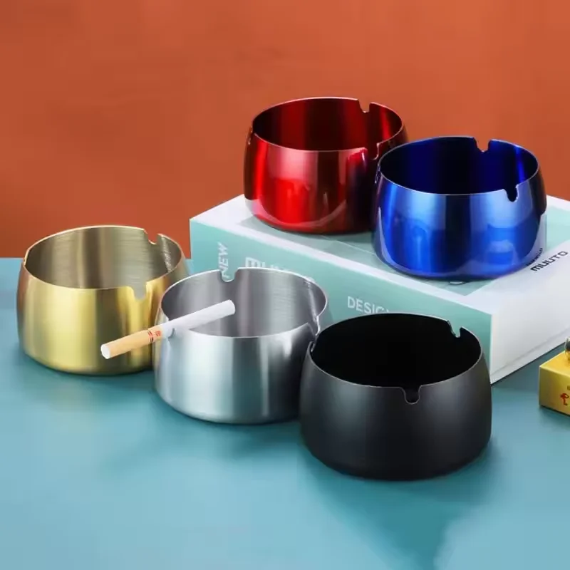 Wholesale Stainless Steel Portable Cigar Cigarette Ashtray Custom Logo Luxury Nordic Colorful Metal Ash Trays For Hotel Home