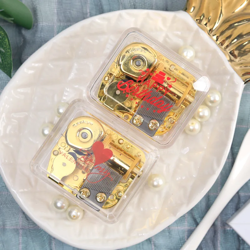 Ever Bright Factory Printing Acrylic Transparent Mini Music Box With Gold-Plated Sankyo Music Mechanism For Birthday Gifts