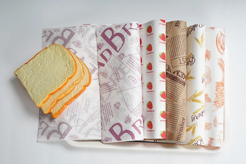 Custom logo printing hamburger packaging grease proof tissue paper sandwich wrapping deli paper shawarma food grade wax paper