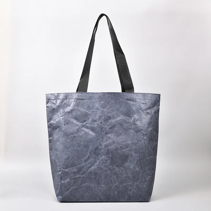 Custom Logo Eco Friendly Dupont Brown Paper Tote Durable Waterproof Reusable Washable Tyvek Kraft Paper Shopping Tote Bags