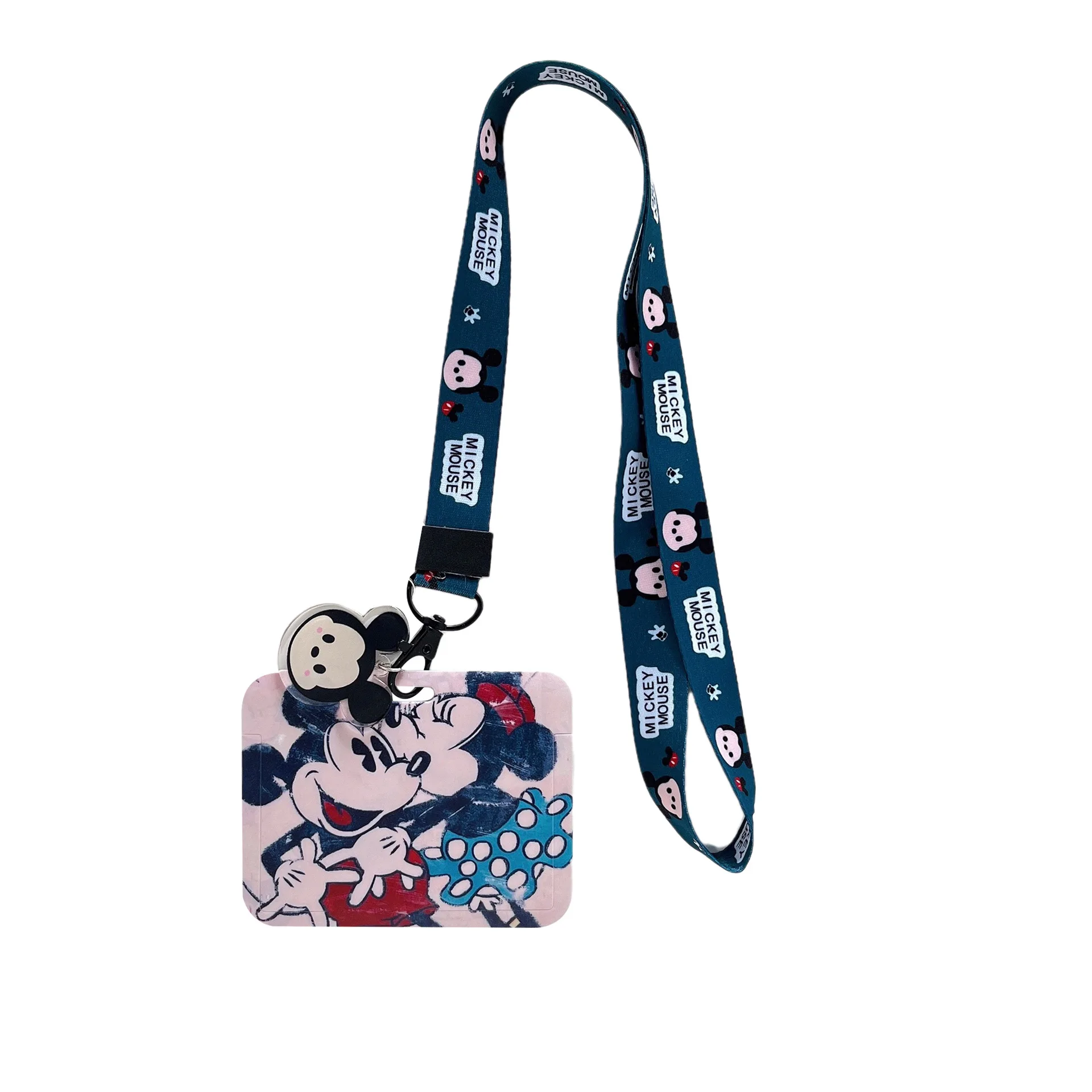 Lovely Cartoon Mickey Minnie Bear Card Holder Lanyards Anti-Lost Plastic Horizontal Student Bus ID Badge Card Case Lanyard